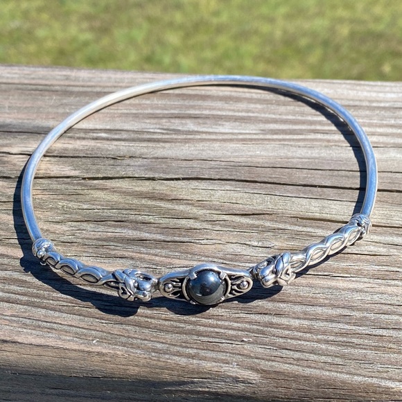 Celtic Lion Torc Necklace .925 Sterling Silver w/ genuine Hematite gem USA - Picture 9 of 15